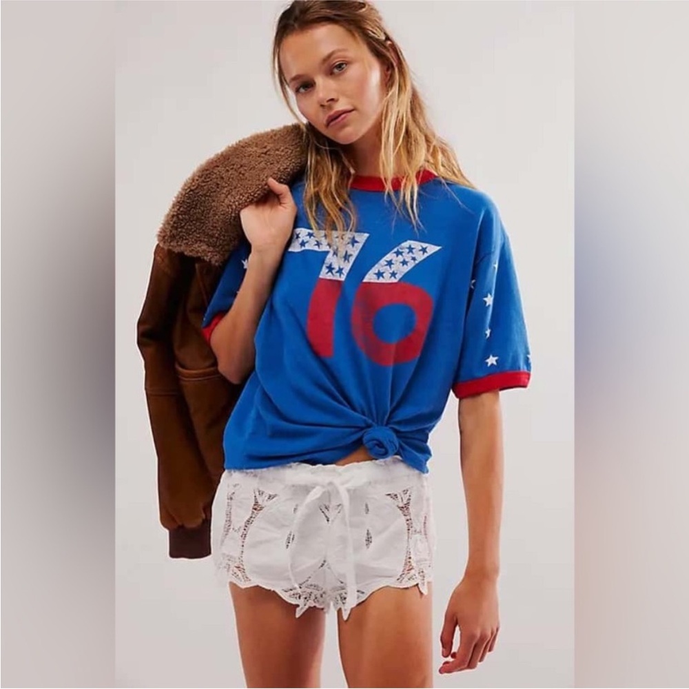Free People Blue Graphic Tee